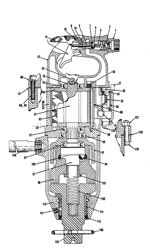 Chicago Pneumatic CP0614-GALED Air Impact Wrench Power Tool Section 1 Diagram